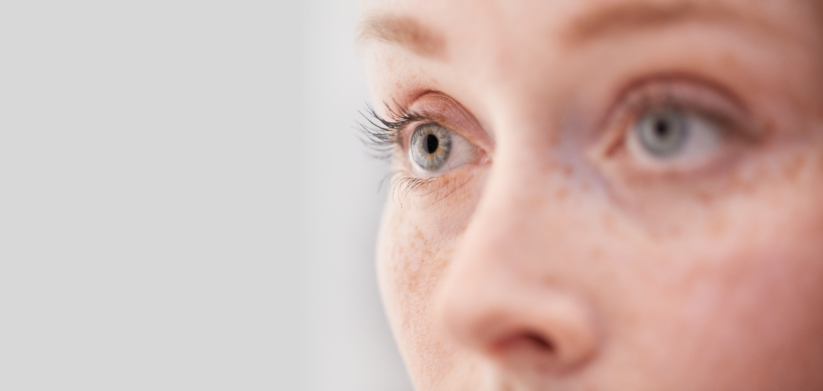 Close-up view of a young woman’s eyes 